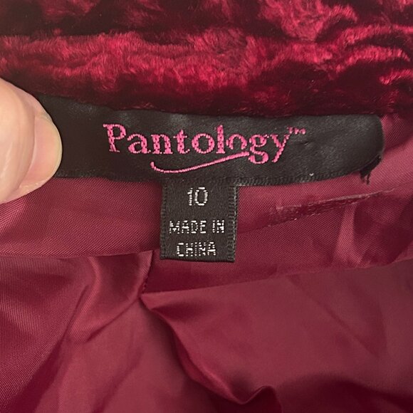 Vtg Y2K Burgundy Crushed Velvet Cropped Blazer Pantology Sz 10 Witchy Whimsigoth - Picture 6 of 7